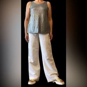 Eileen Fisher 100% organic linen top MEDIUM EUC